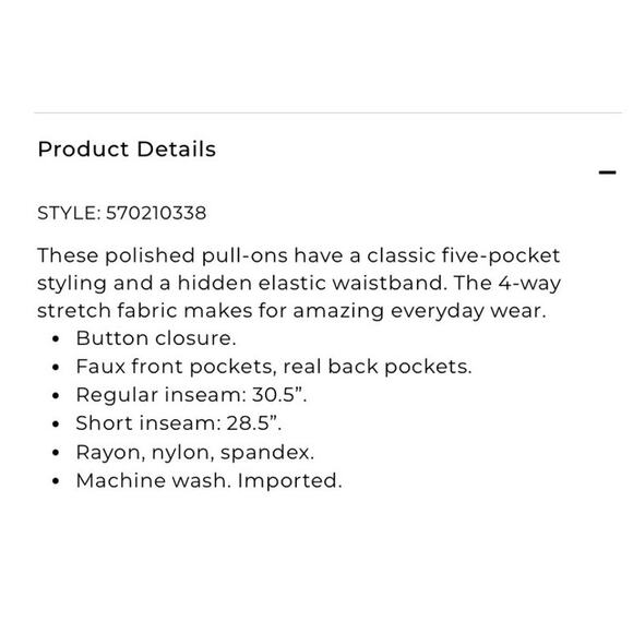 Chico's Sz 1 / M 8 Ponte Faux Pocket Pant Brown Pull On Elastic Stretch Waist - Picture 12 of 13